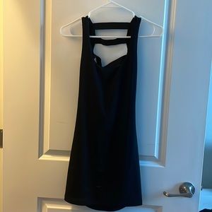 Backless black mini dress